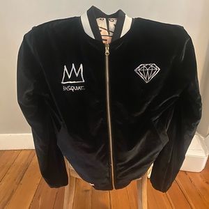 Diamond Supply Co. x Basquiat Limited Black Velvet Reversible Bomber Jacket!
